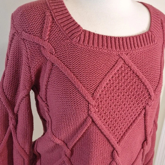 CAbi Mulberry square neck Pull over chuncky knit sweater Style 3883 - Picture 3 of 8